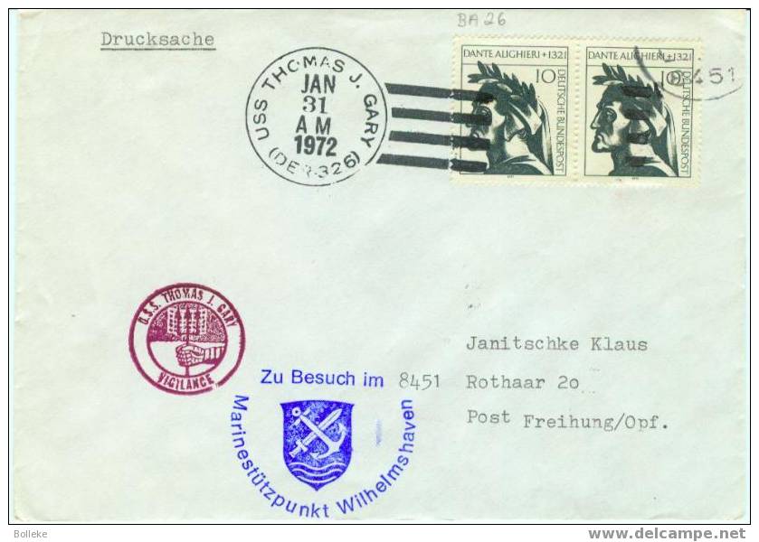 Allemagne Fédérale - Lettre Avec Cachet Bateau  - USS Thomas - Maschinenstempel (EMA)