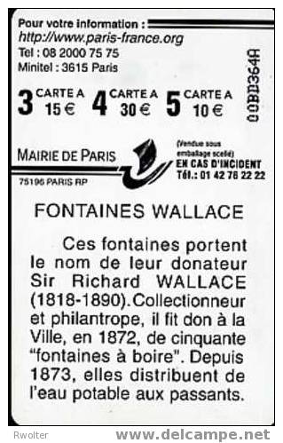 @+  PARIS CARTE : "FONTAINES WALLACE - VALEUR 4 - SO6 - SERIE 00BD. - Cartes De Stationnement, PIAF