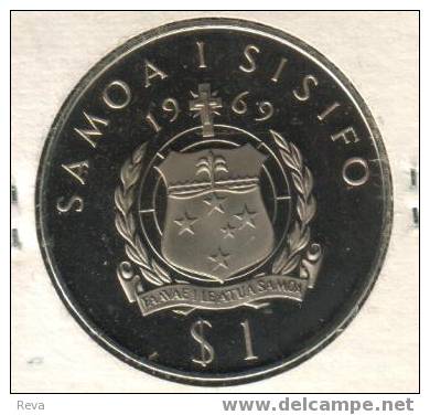 SAMOA $1 TALA  ROBERT L. STEVENSON  75 YEARS  FRONT EMBLEM ON BACK 1969  PROOF KM8  READ DESCRIPTION CAREFULLY !!! - Samoa