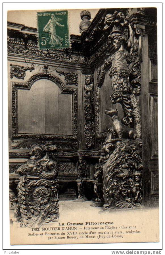 Interieur De L´Eglise Du Moutier-d´Ahun Cariatide  Stalles Et Boiseries Du XVIIe Siècle ...  (7A1226) - Moutier D'Ahun