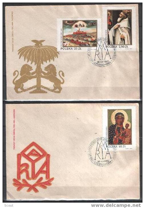 POLONIA - POLAND - POLOGNE - 1982 - 600e ANN. DE L'ICONE DE LA "VIERGE NOIRE" - YT 2632/2634 FDC - Madonne