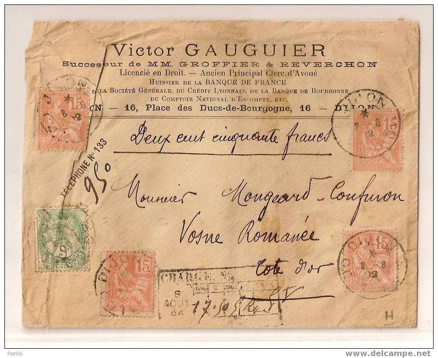 1902 DIJON COTE D´OR - CHARGE - - Covers & Documents