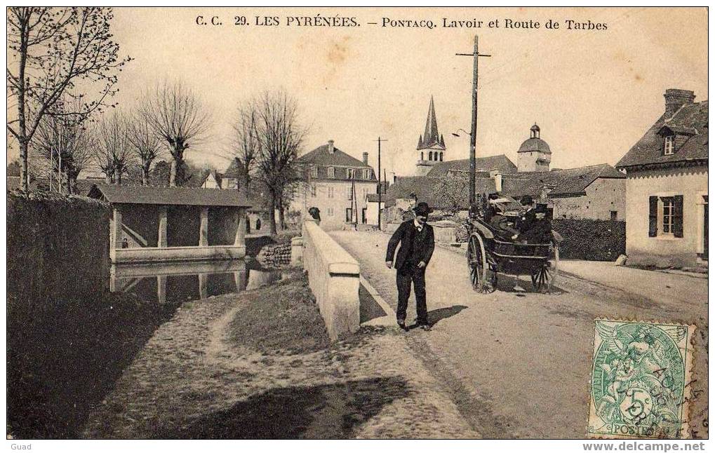 PONTACQ -  LE LAVOIR ET LA ROUTE DE TARBES - Pontacq