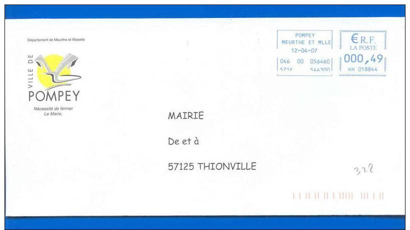 EMA - Mairie Française (328)  54 Ville De Pompey - EMA (Printer Machine)