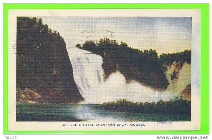 QUÉBEC - LES CHUTES MONTMORENCY - LORENZO AUDET ENR, ÉDITEUR -No 48 -  CIRCULÉE EN 1949 - - Cataratas De Montmorency