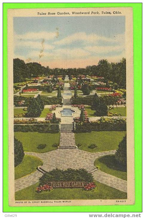 TULSA, OK - TULSA ROSE GARDEN - WOODWARD PARK - D. LEROY RANDALL - TRAVEL IN 1947 - - Tulsa