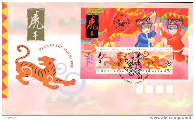 Australia,FDC,tiger Year,M/S - Nouvel An Chinois