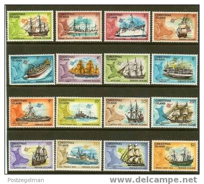 CHRISTMAS ISLAND 1972 MNH Stamps Ships 39-54 #2258 - Ships