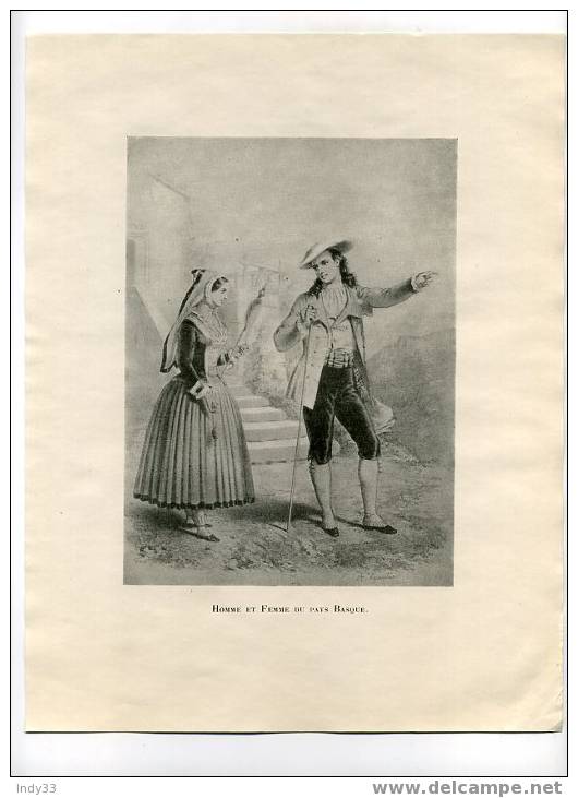 - HOMME ET FEMME DU PAYS BASQUE . REPRO DES ANNEES 1930 D´UNE GRAVURE DU XIXe S. - Artis Historia