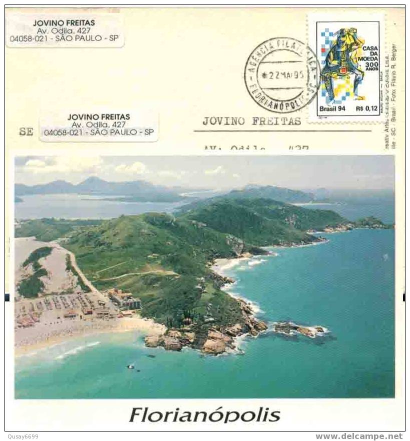 Brazil, Used Postcard, Coin,beach - Munten