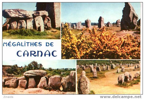 CARTE POSTALE DE CARNAC - MEGALITHES - ALIGNEMENTS DU MENEC ET DE KERMARIO - Dolmen & Menhirs