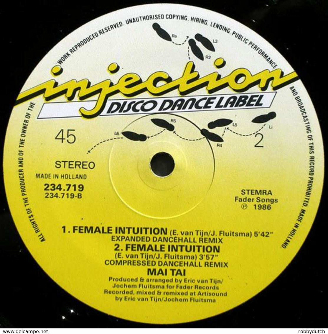 * 12" * MAITAI - FEMALE INTUITION (Dutch 1986) MAI TAI - 45 T - Maxi-Single