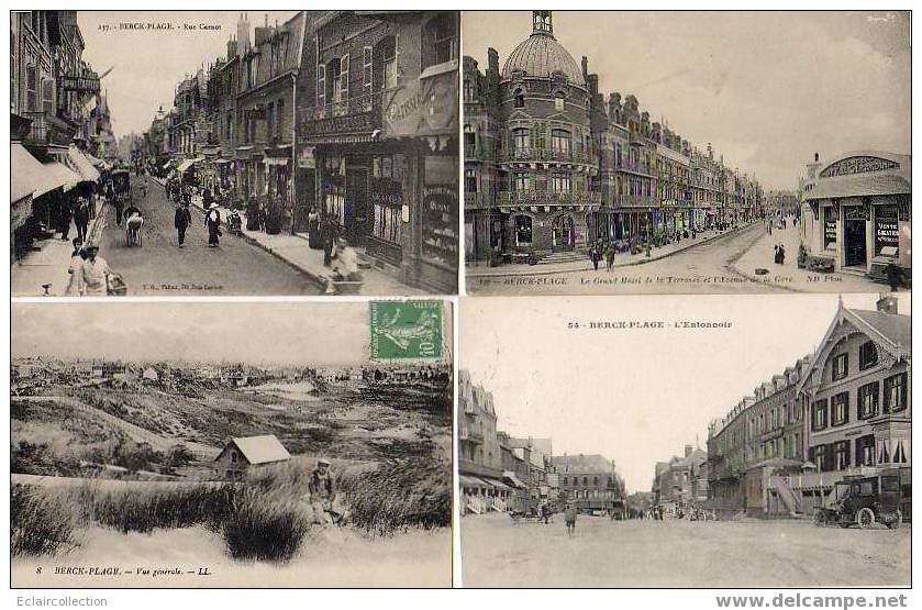 Berck    62    - Lot De 4 Cartes Belle Scène De Rues - Berck