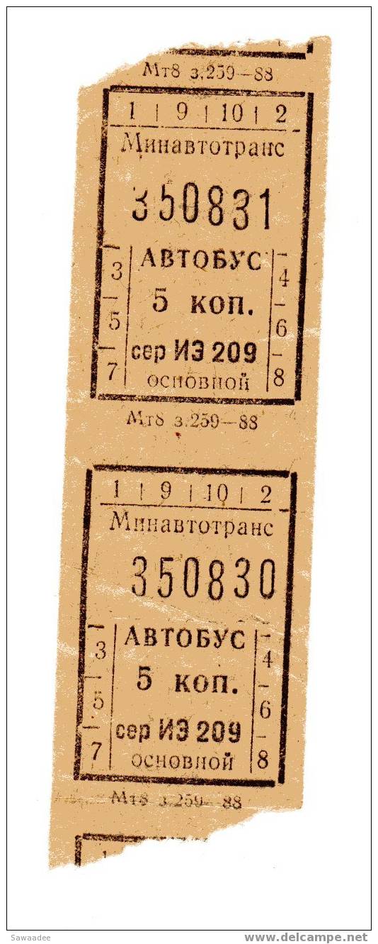 TICKETS DE TRANSPORT - METRO - MOSCOU - U.R.S.S. - ANNEE 80 - Mundo