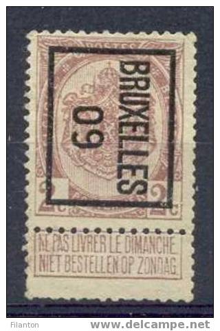 BELGIE - OBP Nr V/P 9 - Preo´s/Préoblitéré/Precancels "BRUXELLES 09" - Nr 82 VARIETEIT V1 - Sobreimpresos 1906-12 (Armarios)