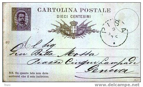 PISA - Anno 1884 - Stamped Stationery