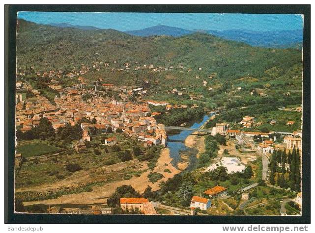 CPSM -Saint Ambroix - Vue  Aérienne - En 1er Plan, Le Nouveau Pont Sur La Cèze  ( Editions SL 1 741)) - Saint-Ambroix