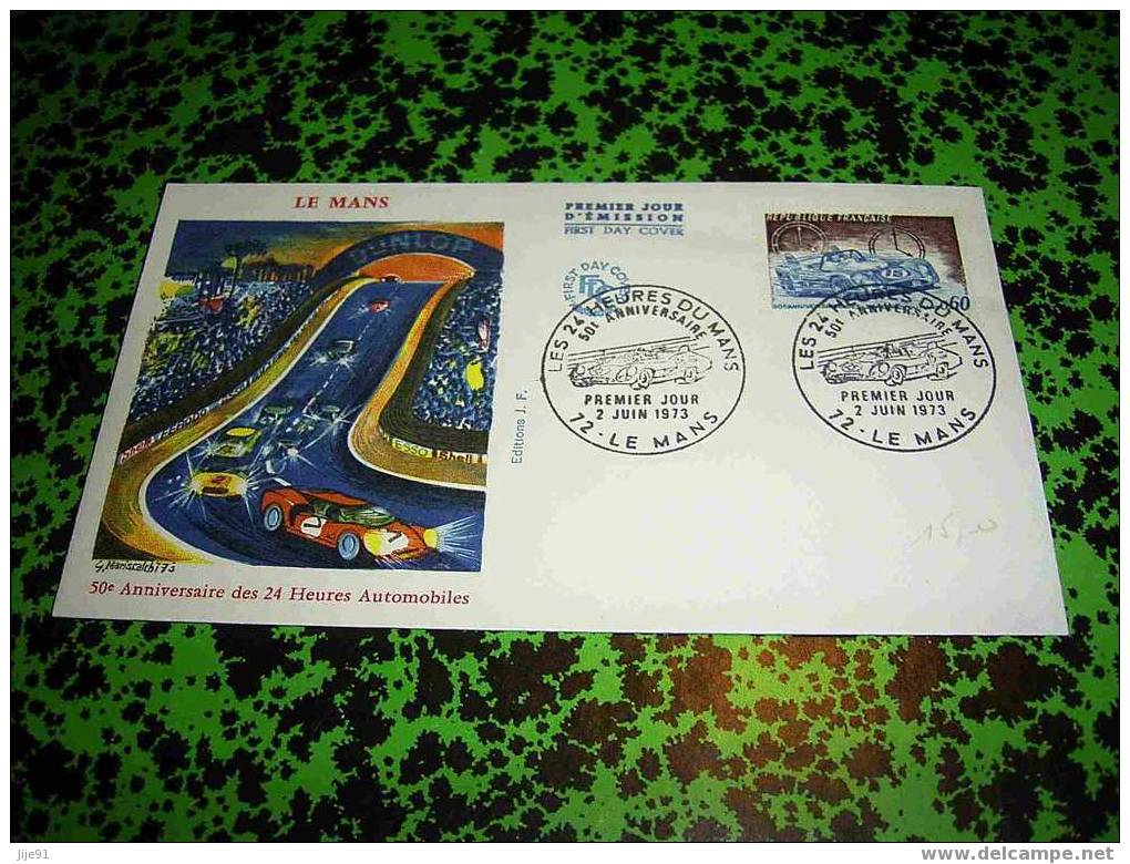 FDC Les 24 Heures Du Mans 50eme Anniversaire 1973 France Course Voiture Automobile - Automobile