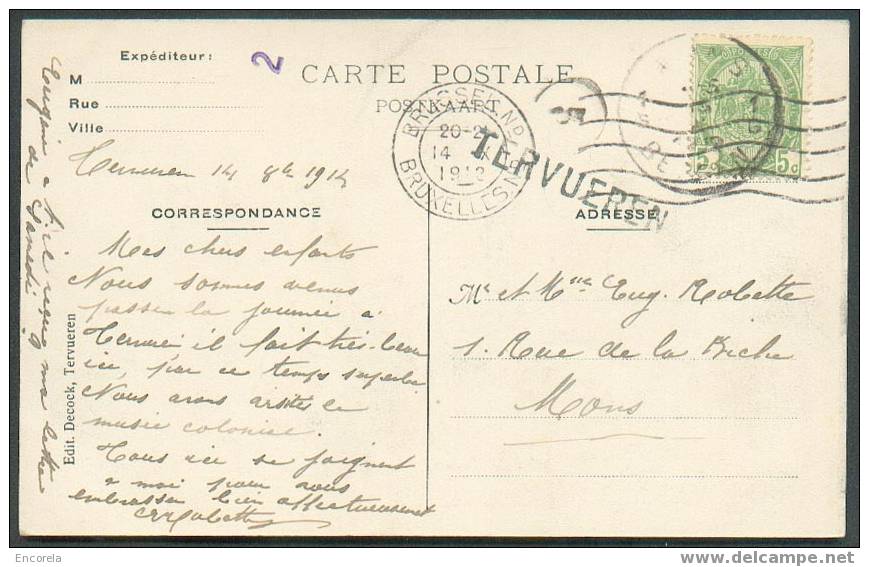 5 Cent. Fine Barbe Obl. Méc. De BRUXELLES S/CP. Avec Griffe De TERVUEREN Vers Mons.  - 2541 - Langstempel