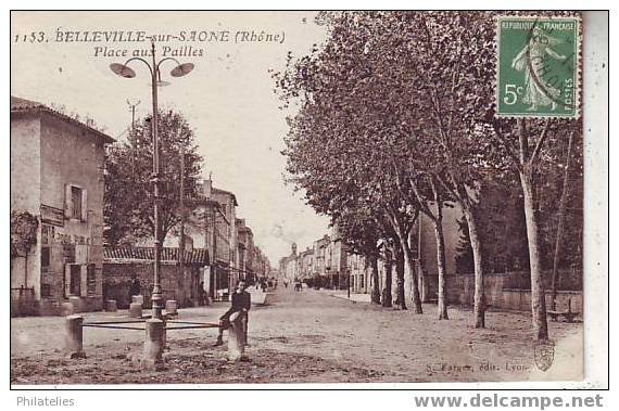 BELLEVILLE   PLACE AUX PAILLES   1910 - Belleville Sur Saone