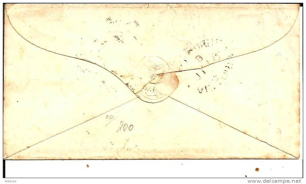 Vic065 /Schiffspost Melbourne-Hobart 1865,6d-Marke Ungezähnt - Lettres & Documents