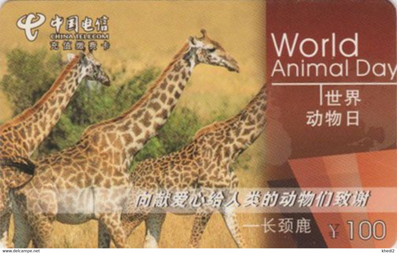 Télécarte CHINE / SERIE WORLD ANIMAL DAY - GIRAFE - GIRAFFE CHINA TELECOM Phonecard - Chine