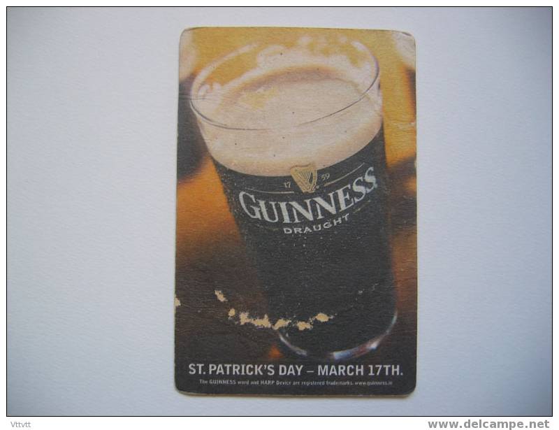 Sous-bock Bière GUINNESS, "ST. Patrick's Day - March 17 Th.", 7,5 Cm Sur 11,5 Cm (recto-verso) - Sous-bocks