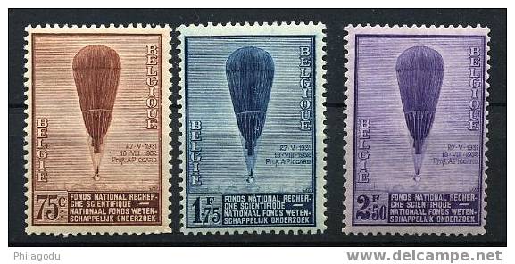 Belgique 1932 Ballon Strastosphérique Du Pr Piccard  Neuve ++ Luxe   353/355 Cote 145E - Neufs