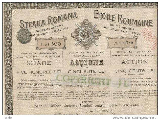 STEAUA ROMANA - ETOILE ROUMAINE (1923) - Oil