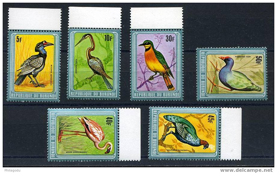 BURUNDI Juin 1980  Les Rares Oiseaux Avec Cadre Métallisé  Renseignés Sans Prix  ++ Neufs Superbes - Ungebraucht