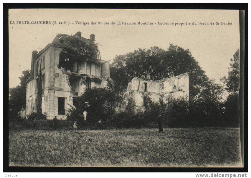 VESTIGES DES RUINES DU CHÂTEAU DE MONTBLIN *LA FERTE - GAUCHER 1948 Belle Animation - La Ferte Gaucher