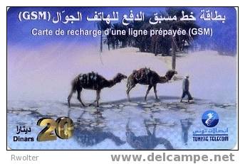 @+ Tunisie - Recharge GSM Tunisie Telecom - 20 Din - Caravane Dromadaires - Tunisia