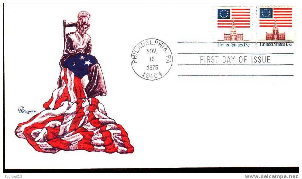 Fdc USA 1975 Drapeaux Femme Cousant Drapeau - Buste