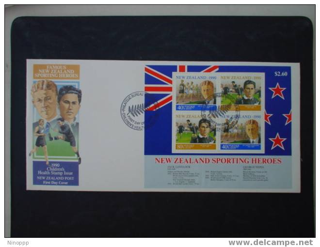 New Zealand-1990 Famous New Zealand Sporting Heroes  Miniature Sheet FDC - Rugby