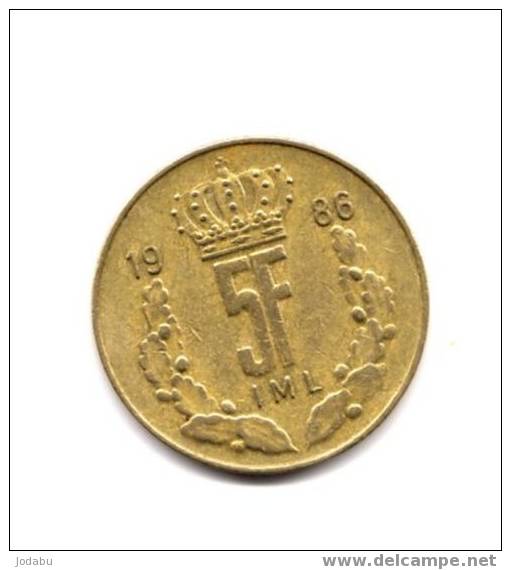 5  Francs De 1986 -      Luxembourg - Luxembourg