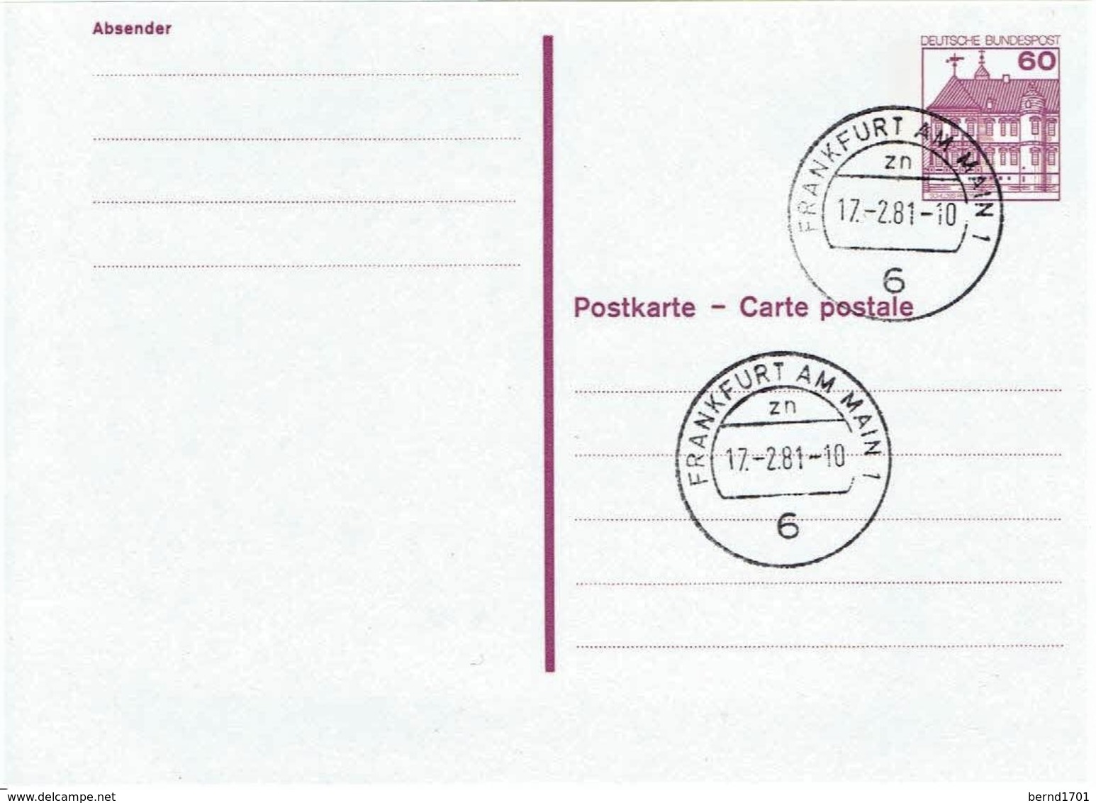 Germany - Ganzsache Postkarte Gestempelt / Postcard Used (O1290) - Postkarten - Gebraucht