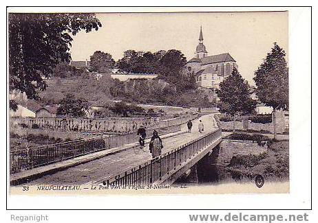 88 NEUFCHATEAU  !! CPA 868 !!! Pont Vert &  Eglise Saint Nicolas        TOP - Neufchateau