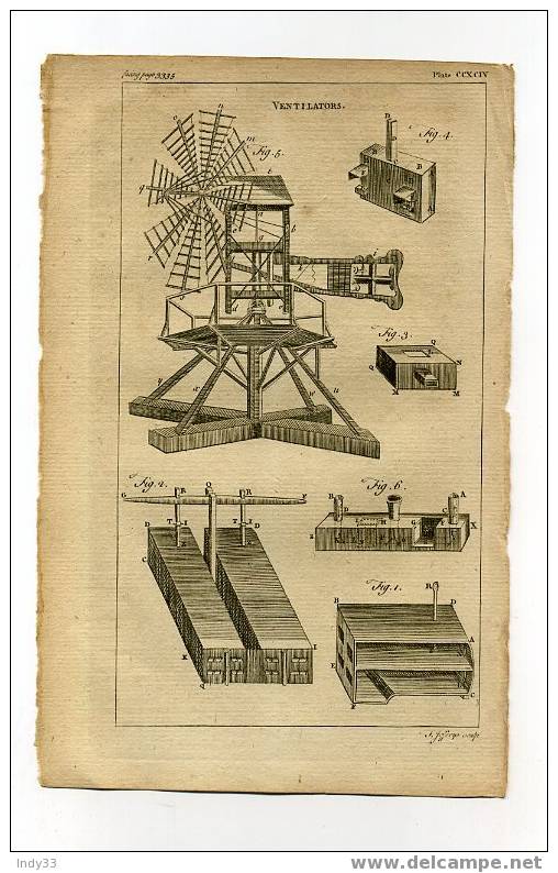 - VENTILATORS . EAU FORTE DU XVIIIe S. - Other & Unclassified