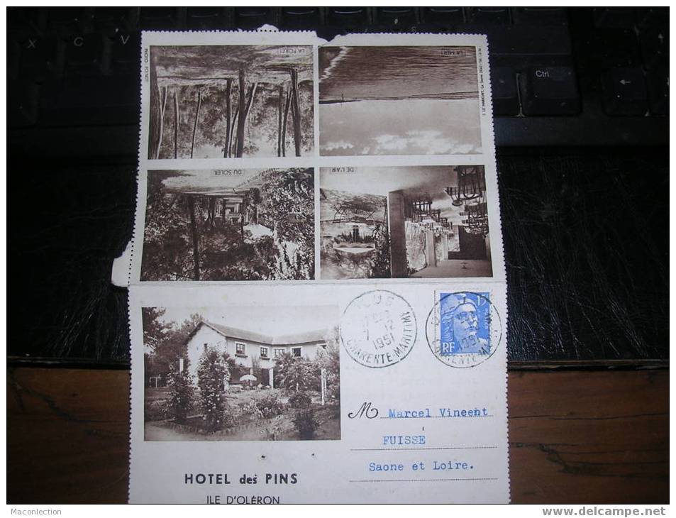 Carte Lettre Hotel Des Pins Ile D'Oleron - Fouras-les-Bains