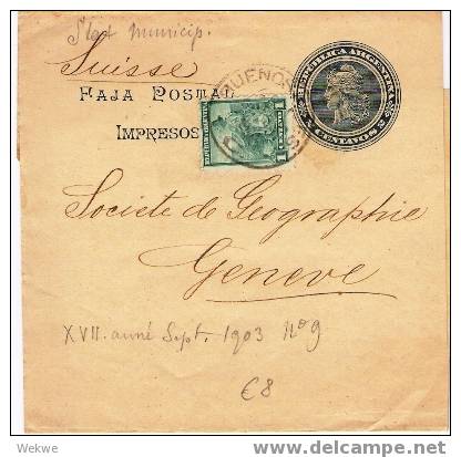 Ar024/  ARGENTINIEN - Freiheitskopf Mit Republiksymbol Als Zusatz 1903 N. Genf - Ganzsachen