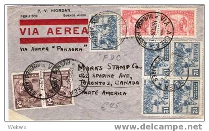 Ar045/  ARGENTINIEN - FDC Nach Kanada Mit Marken Zum 12. Okt. 1929 - Briefe U. Dokumente