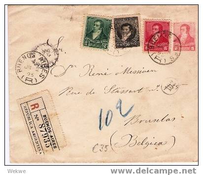 Ar037/  ARGENTINIEN - Brief-GA Mit Zusatzmarken 1895 N. Belgien A. Einschreiben - Storia Postale