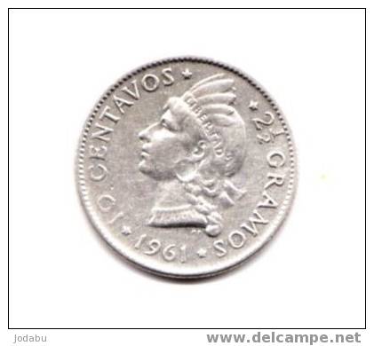 10 Centavos De 1961 -république Dominicaine - Dominicaanse Republiek