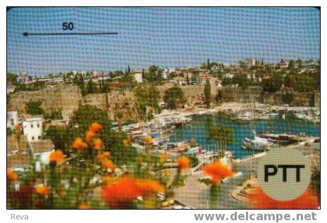 TURKEY 50 U BOAT SHIP SHIPS  SKYLINE VIEW FLOWER TRIAL GPT CODE: (1TKYE)  READ DESCRIPTION !! - Turkije