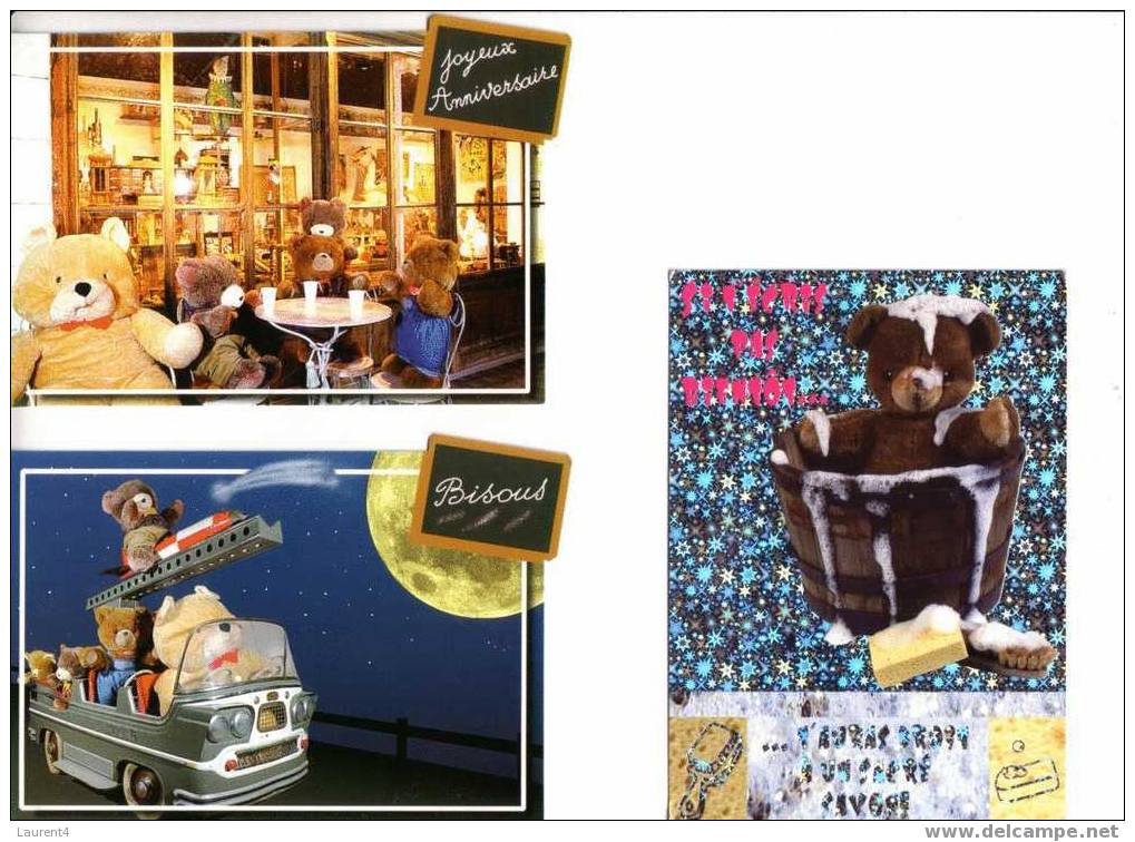 3 Carte Ours En Peluche / 3 Teddy Bears Postcard - Jeux Et Jouets