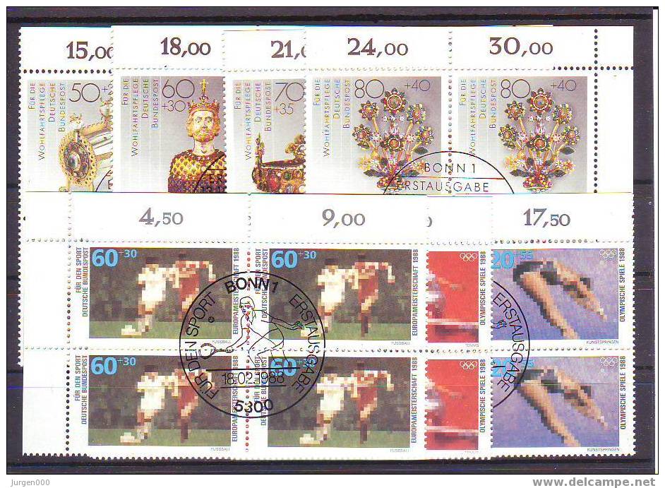 Duitsland-Bund, Nr 1353/1355, 1383/1386 (4), Michel = 36 Euro (Z07500) - Estate 1988: Seul