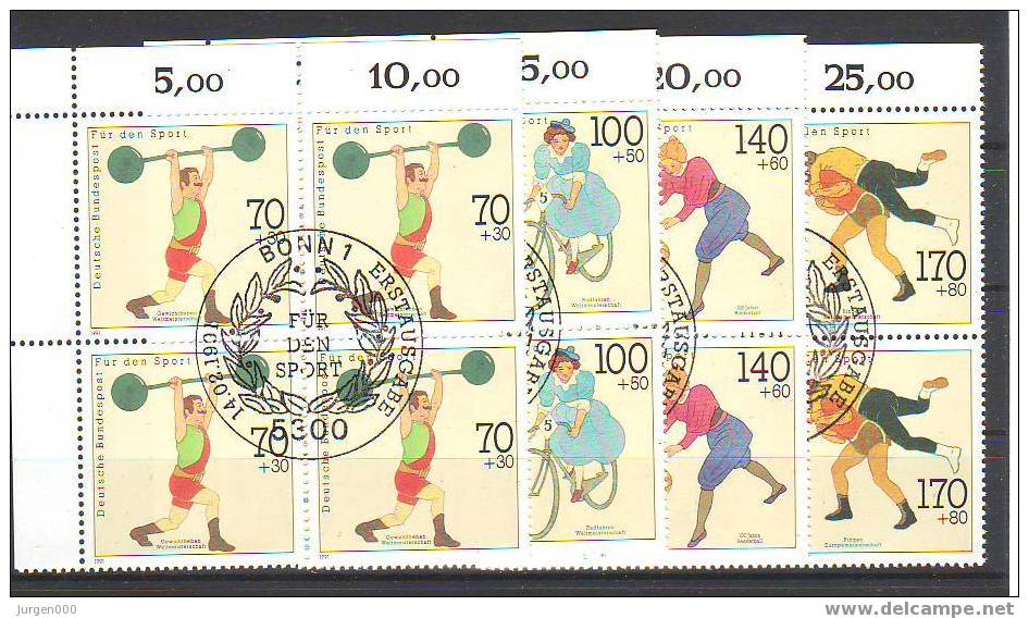 Duitsland-Bund, Nr 1499/1502 (4), Michel = 40 Euro (Z07552) - Gewichtheben