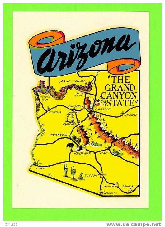 DECAL FROM ARIZONA - THE GRAND CANYON STATE - MAP - Transfer