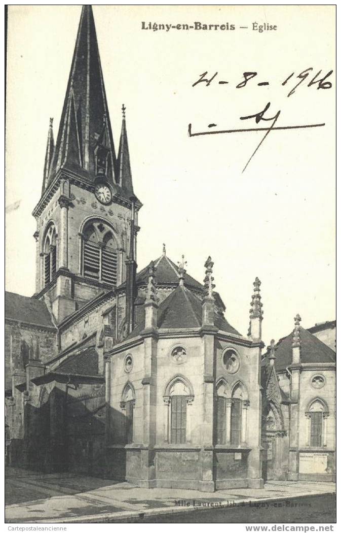 55 LIGNY En BARROIS Meuse 04.08.1916 PARVIS EGLISE Ed Melle LAURENT LIBRAIRE /PARFAIT  - C1078 - Ligny En Barrois