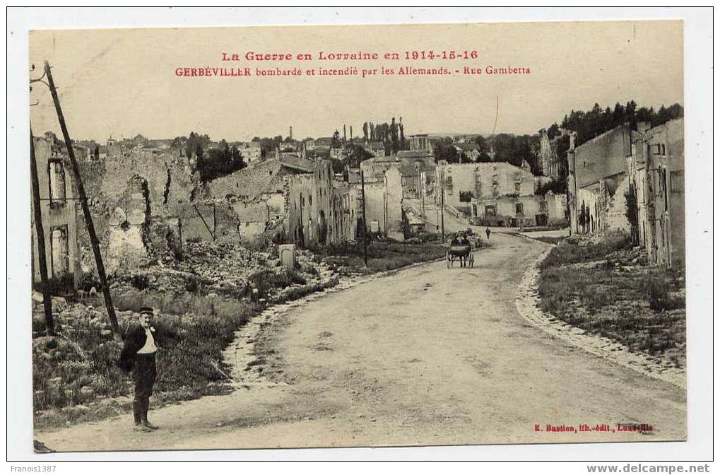 L10 - GERBEVILLER Bombardé Et Incendié Par Les Allemands - Rue GAMBETTA (Jolie Carte Animée) - Gerbeviller
